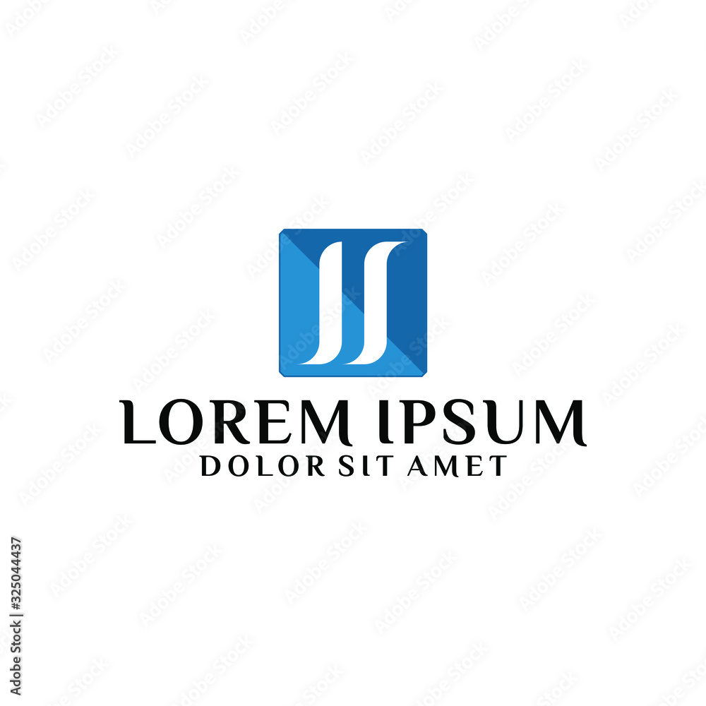 Initial letter JS logo template with square elegance simplicity symbol in flat design pictogram illustration