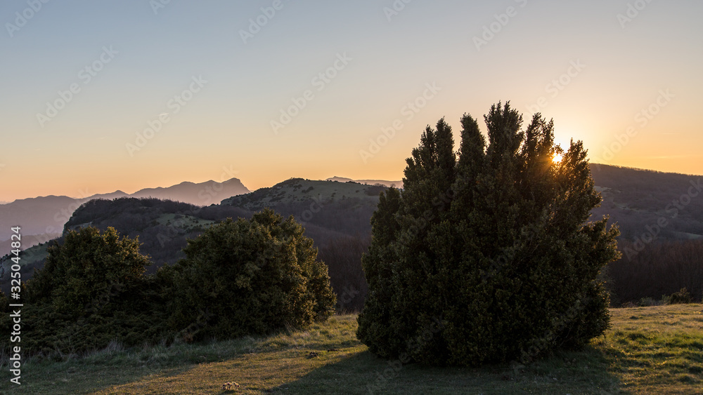 sunset over the mountains of the Drôme, France