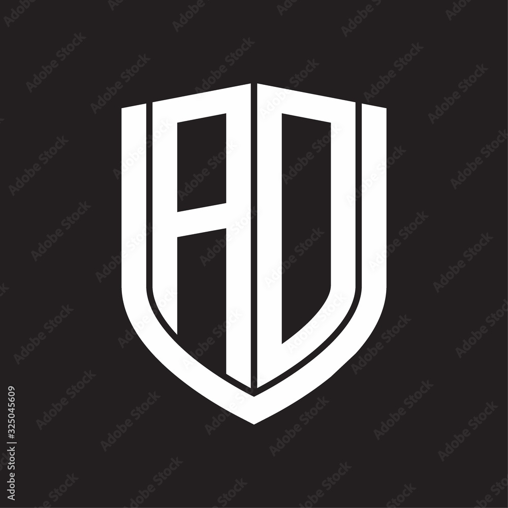 AD Logo monogram with emblem shield design isolated on black background AD Logo monogram with emblem shield design isolated on black background
