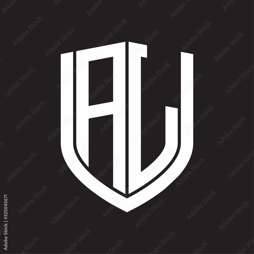 AL Logo monogram with emblem shield design isolated on black background AL Logo monogram with emblem shield design isolated on black background