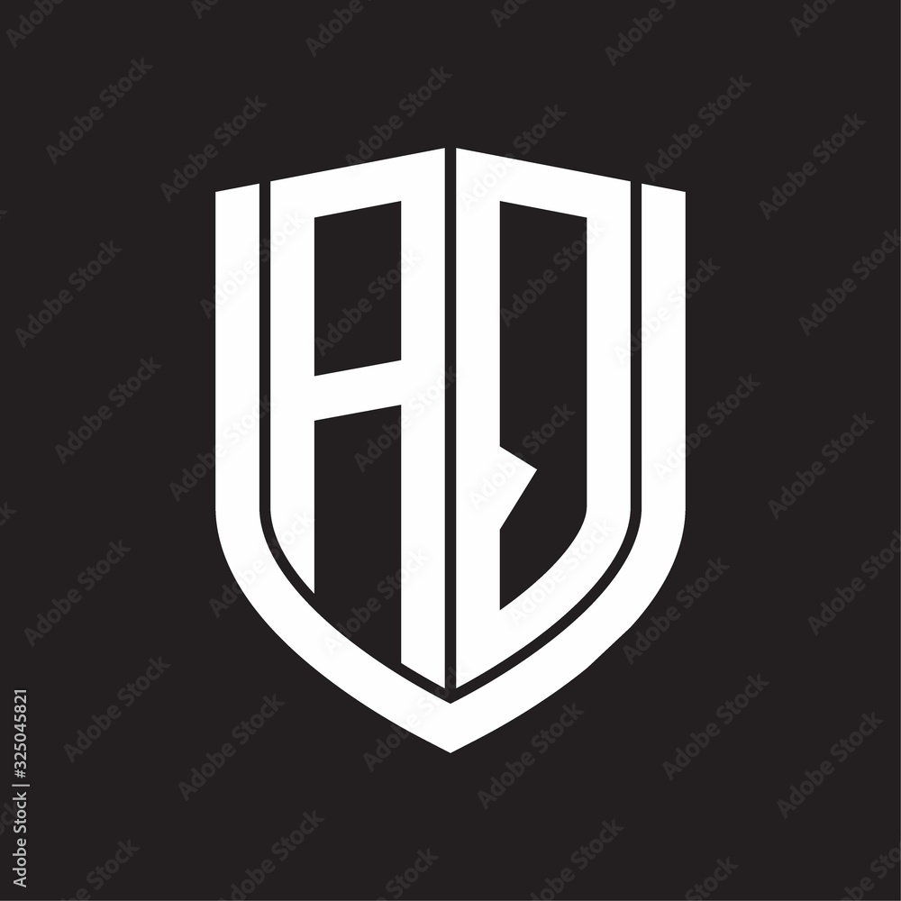 AQ Logo monogram with emblem shield design isolated on black background AQ Logo monogram with emblem shield design isolated on black background