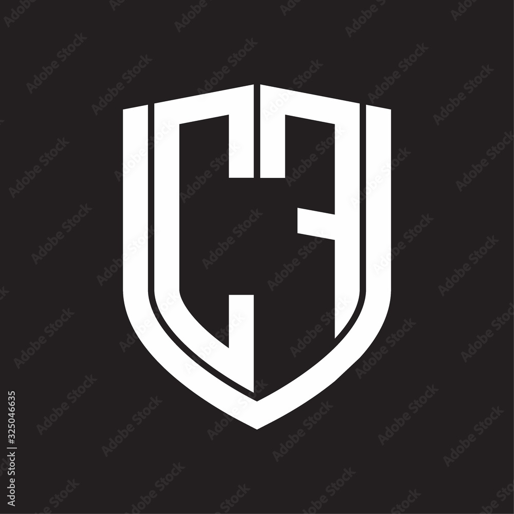 CF Logo monogram with emblem shield design isolated on black background CF Logo monogram with emblem shield design isolated on black background