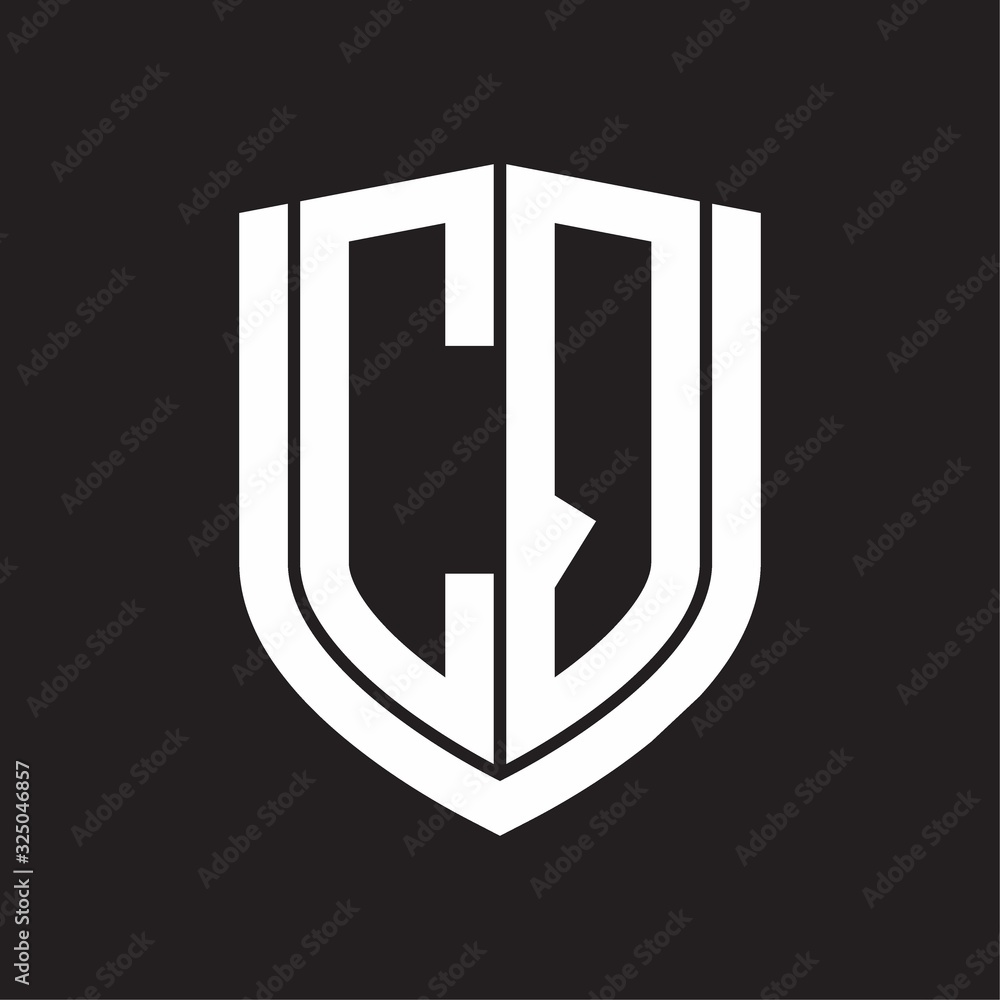 CQ Logo monogram with emblem shield design isolated on black background CQ Logo monogram with emblem shield design isolated on black background