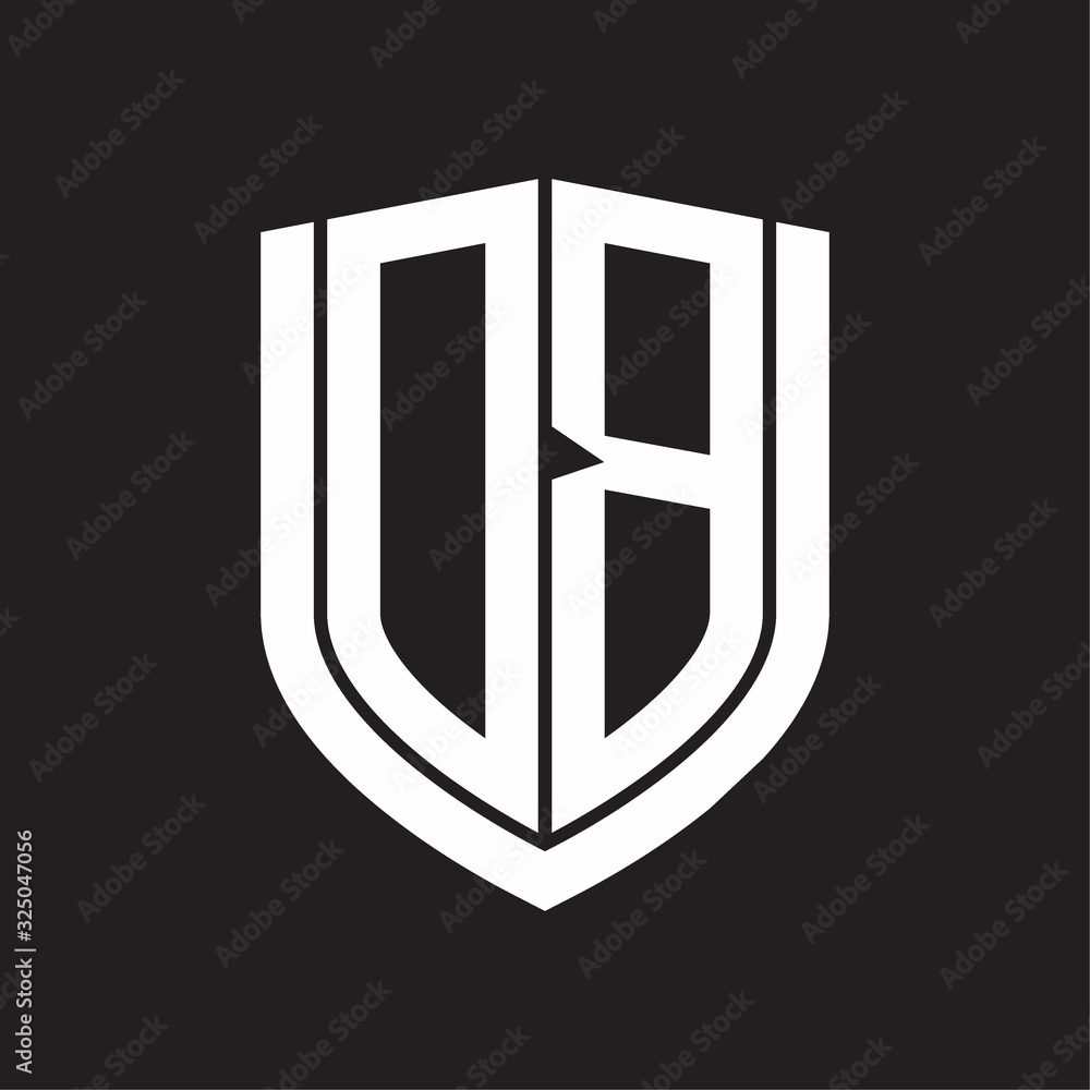 DB Logo monogram with emblem shield design isolated on black background DB Logo monogram with emblem shield design isolated on black background
