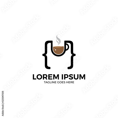 Coffee With Curly bracket icon illustration template, design suitable for programmers, developers, computer software, mobile applications and others
