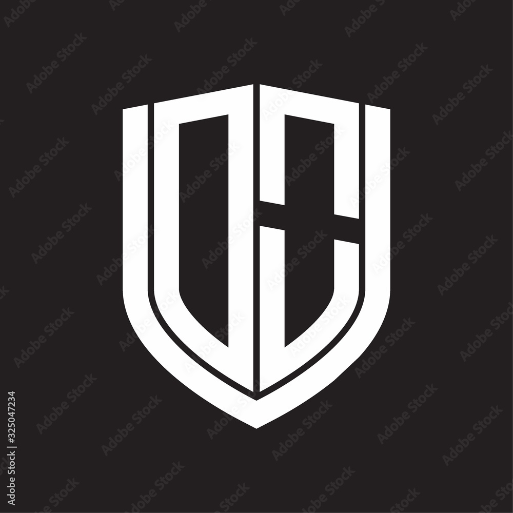 DO Logo monogram with emblem shield design isolated on black background DO Logo monogram with emblem shield design isolated on black background