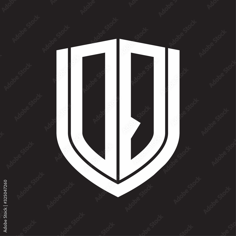DQ Logo monogram with emblem shield design isolated on black background DQ Logo monogram with emblem shield design isolated on black background