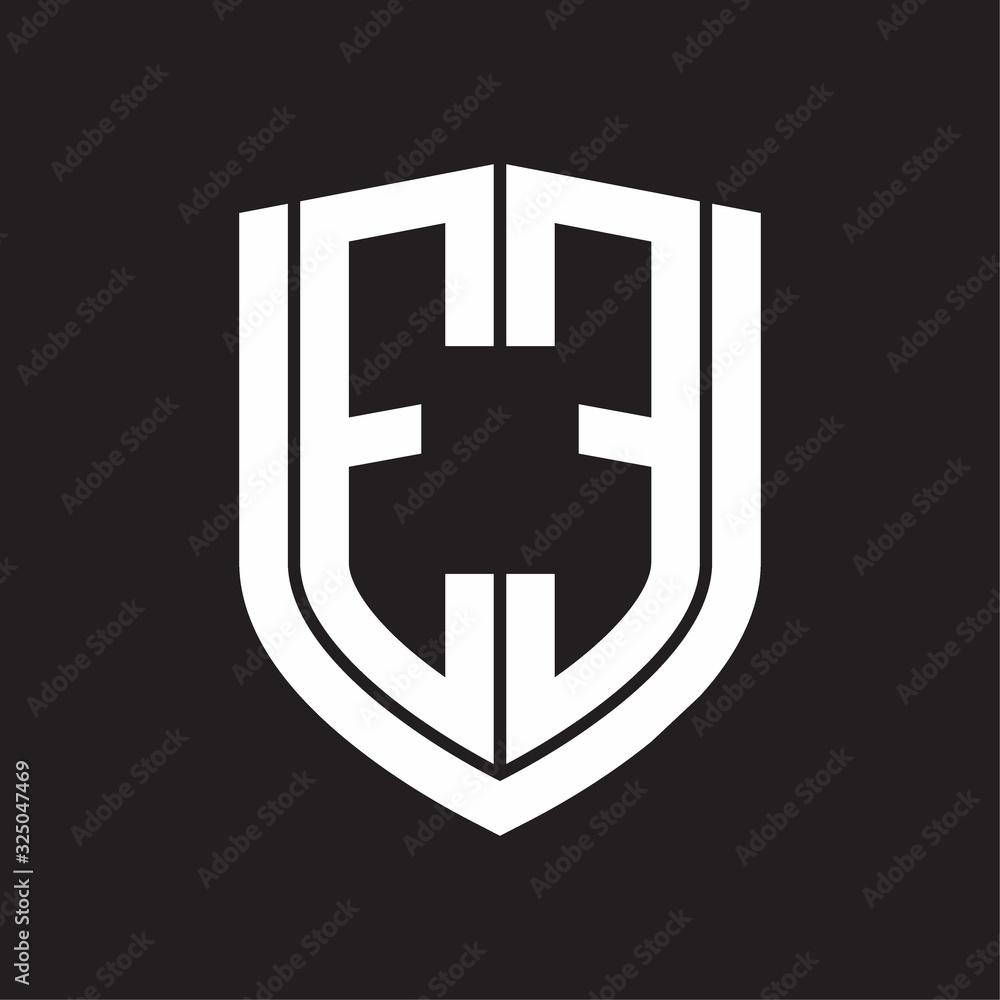 EE Logo monogram with emblem shield design isolated on black background EE Logo monogram with emblem shield design isolated on black background