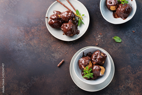 Traditional italian dessert profiteroles