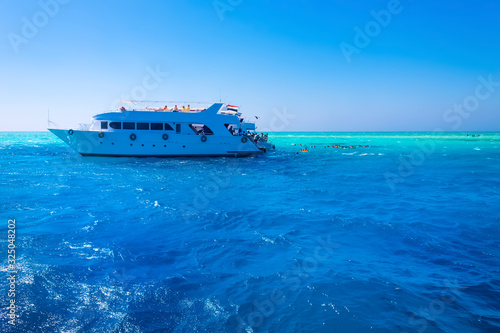 Sail boat ship with tourists in Ras Mohamed National Park in the Red Sea, Sharm El Sheikh © Solarisys