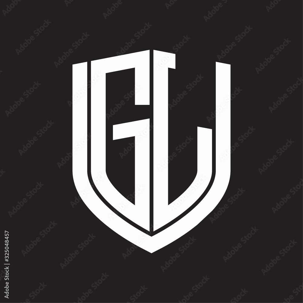 GL Logo monogram with emblem shield design isolated on black background GL Logo monogram with emblem shield design isolated on black background