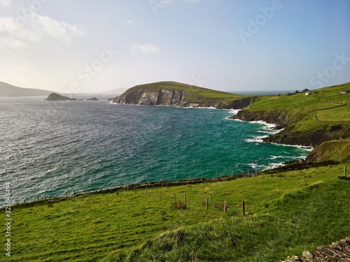 Panoramic view over great cliffs on the ring of Kerry, Ireland; Kerry 