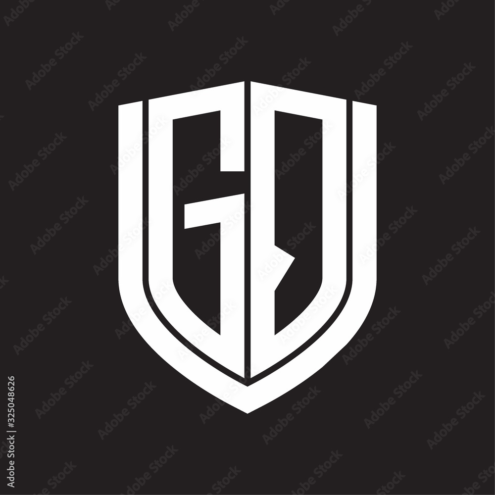 GQ Logo monogram with emblem shield design isolated on black background GQ Logo monogram with emblem shield design isolated on black background