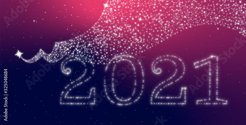 happy new year vector graphic 2021 with stars and lettering