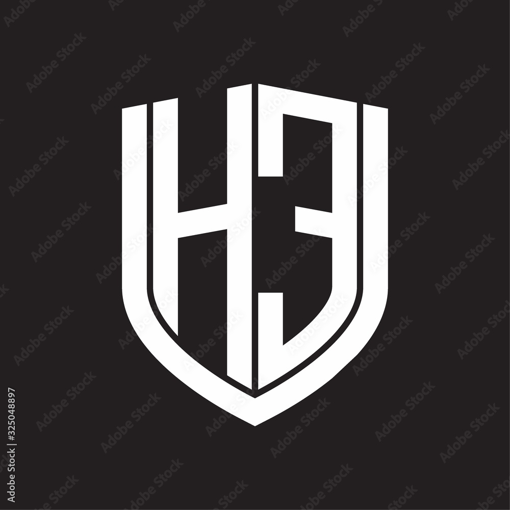 HE Logo monogram with emblem shield design isolated on black background HE Logo monogram with emblem shield design isolated on black background
