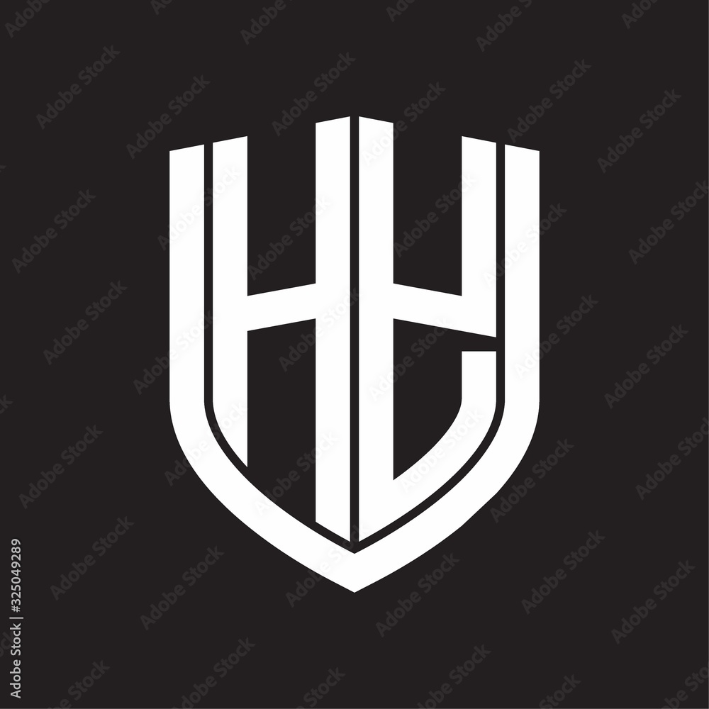HY Logo monogram with emblem shield design isolated on black background HY Logo monogram with emblem shield design isolated on black background