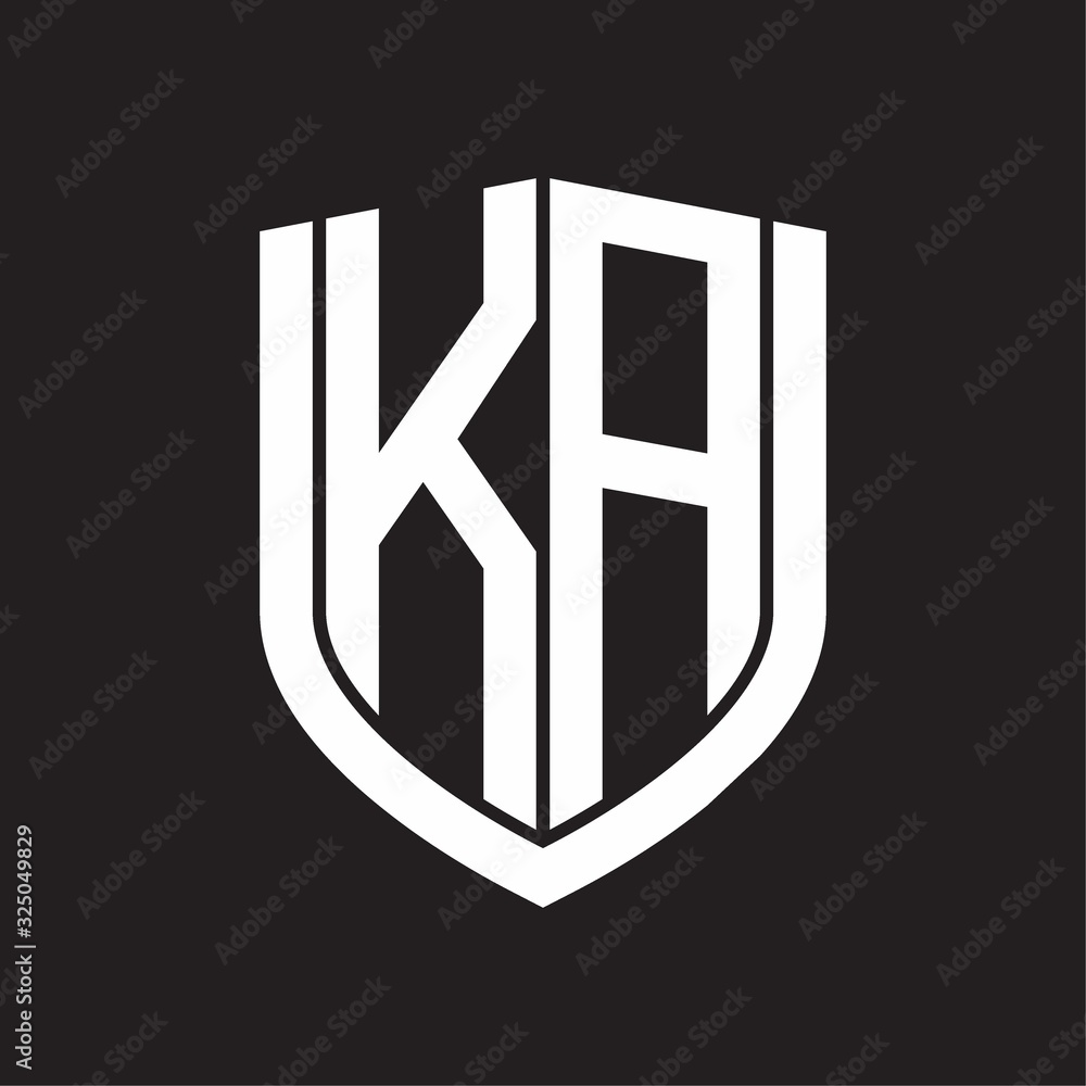 KA Logo monogram with emblem shield design isolated on black background KA Logo monogram with emblem shield design isolated on black background