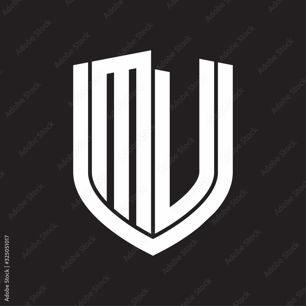 MV Logo monogram with emblem shield design isolated on black background MV Logo monogram with emblem shield design isolated on black background