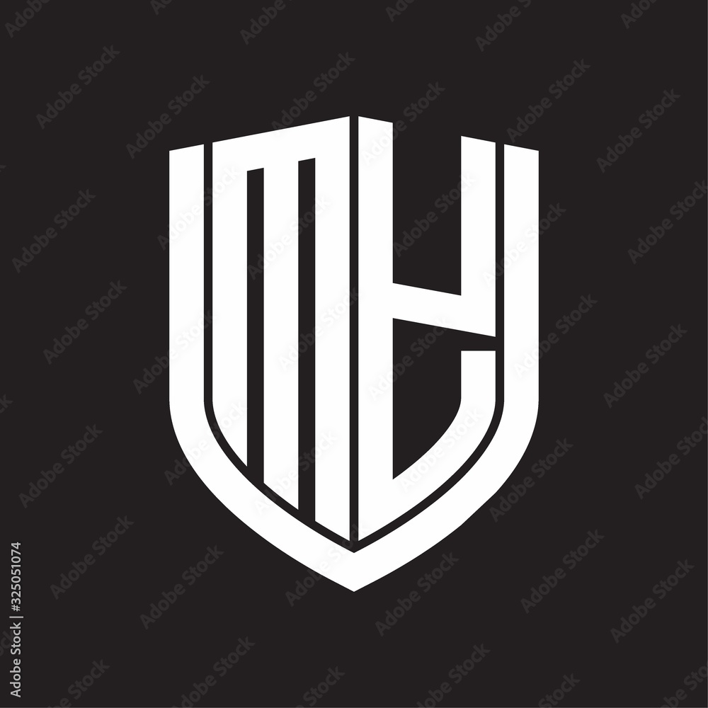 MY Logo monogram with emblem shield design isolated on black background MY Logo monogram with emblem shield design isolated on black background
