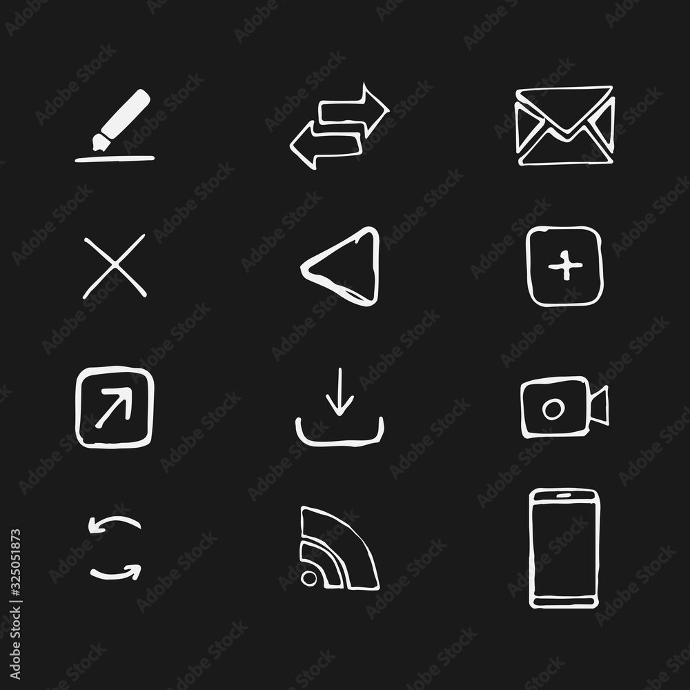 Business set of icons drawn by hand. A set of black icons drawn in pencil. Vector eps illustration. Business set of icons drawn by hand. A set of black icons drawn in pencil. Vector eps illustration.