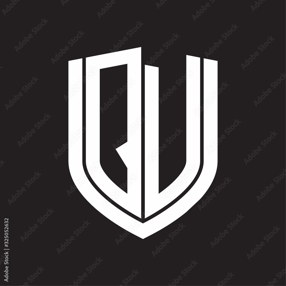 QV Logo monogram with emblem shield design isolated on black background QV Logo monogram with emblem shield design isolated on black background