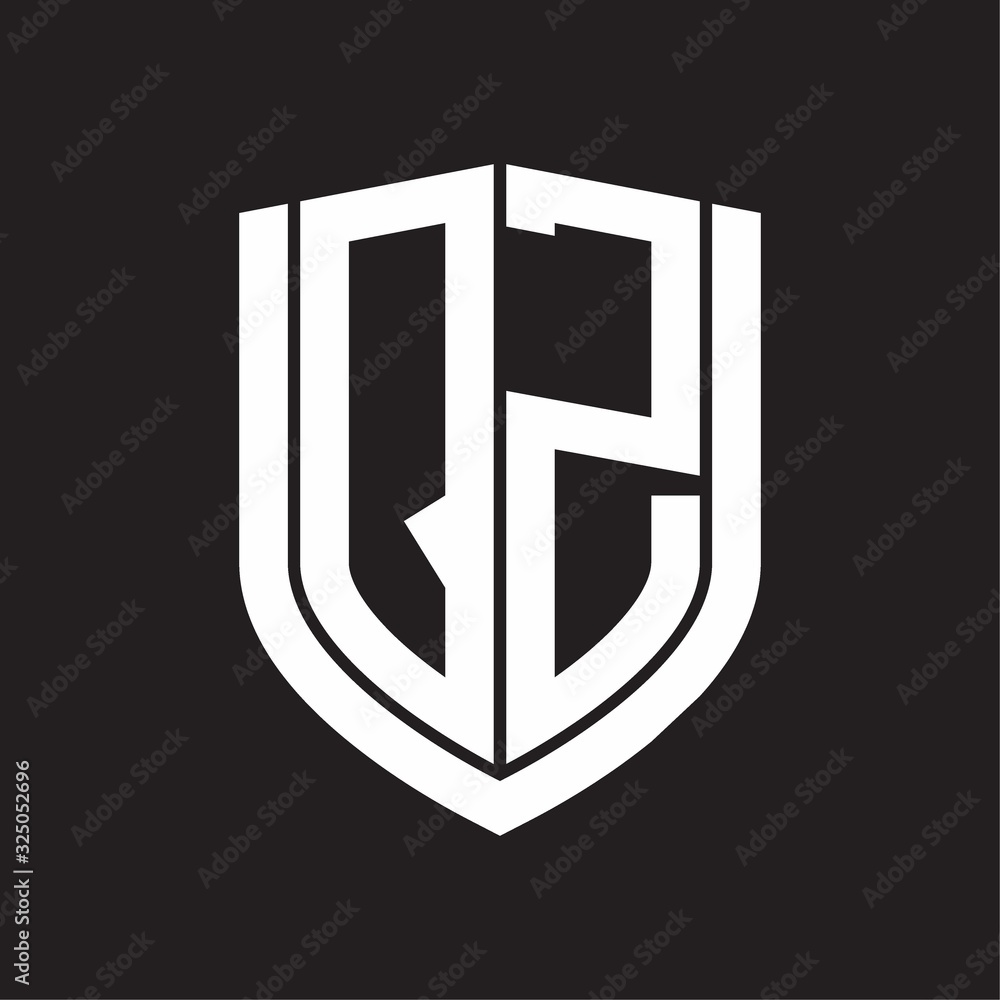QZ Logo monogram with emblem shield design isolated on black background QZ Logo monogram with emblem shield design isolated on black background
