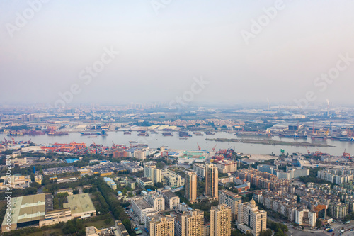 Aerial photo of Guangzhou port, East Industrial Zone, Guangzhou, China