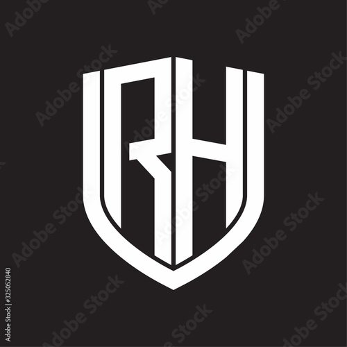 RH Logo monogram with emblem shield design isolated on black background