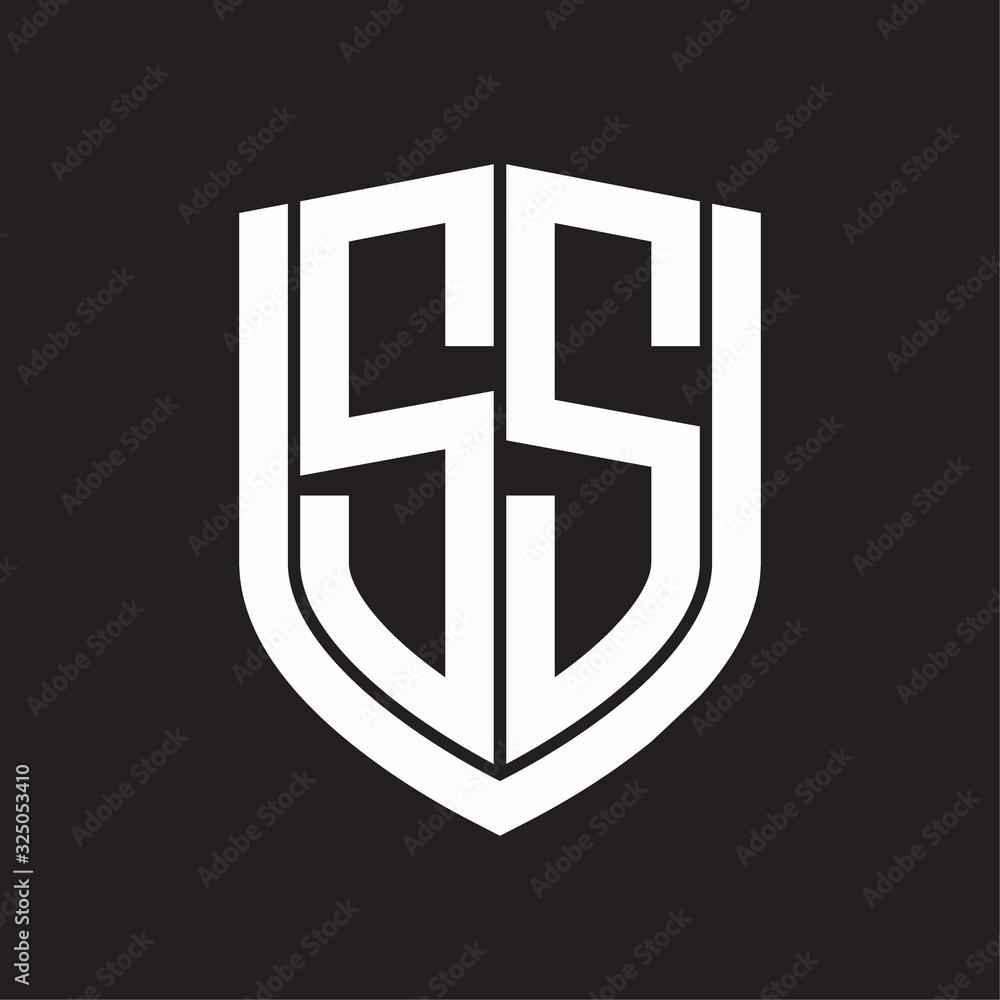 SS Logo monogram with emblem shield design isolated on black background SS Logo monogram with emblem shield design isolated on black background