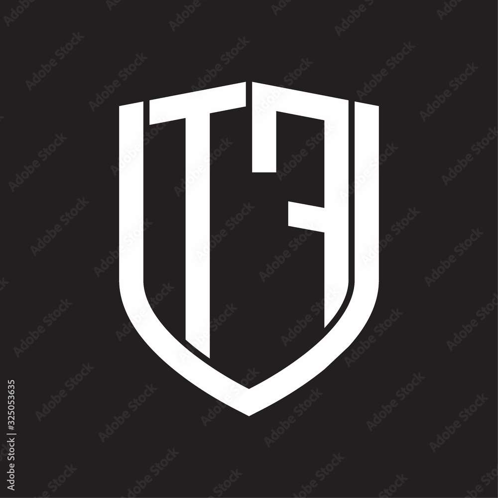 TF Logo monogram with emblem shield design isolated on black background TF Logo monogram with emblem shield design isolated on black background