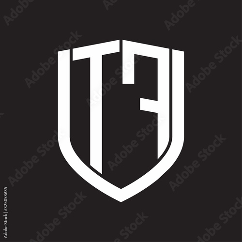 Free Download TF Logo monogram with emblem shield design isolated on black background - GFXLoad