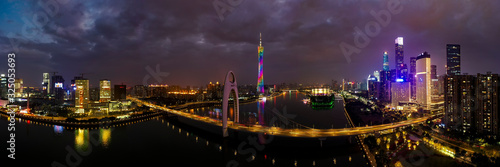 Photography Aerial photo of night view of Guangzhou, China