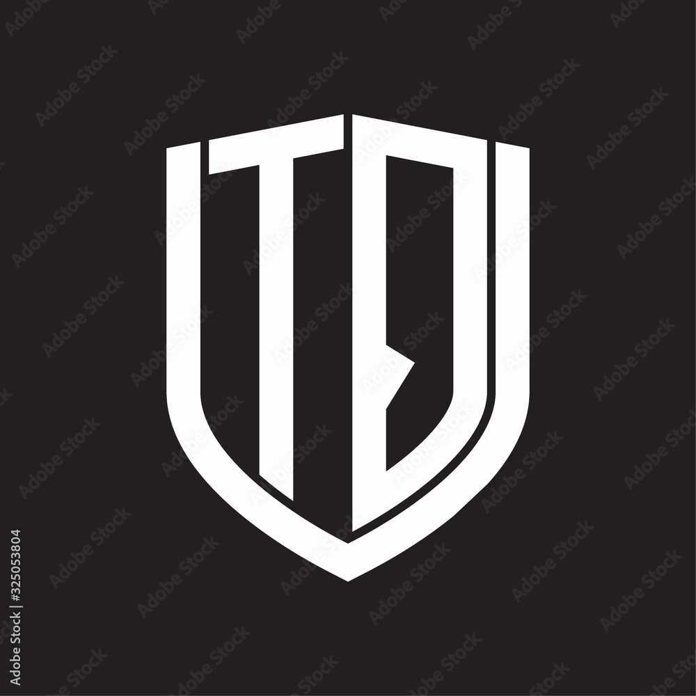 TQ Logo monogram with emblem shield design isolated on black background TQ Logo monogram with emblem shield design isolated on black background