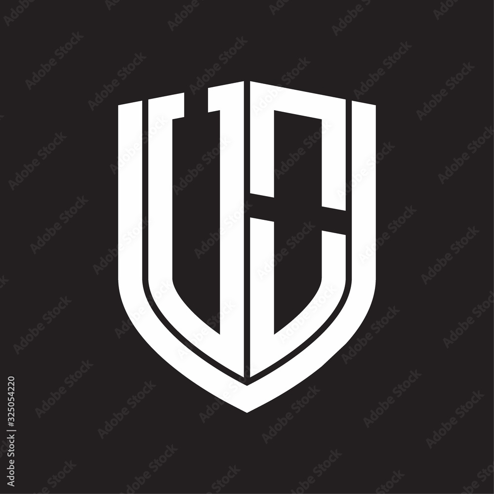 UO Logo monogram with emblem shield design isolated on black background UO Logo monogram with emblem shield design isolated on black background