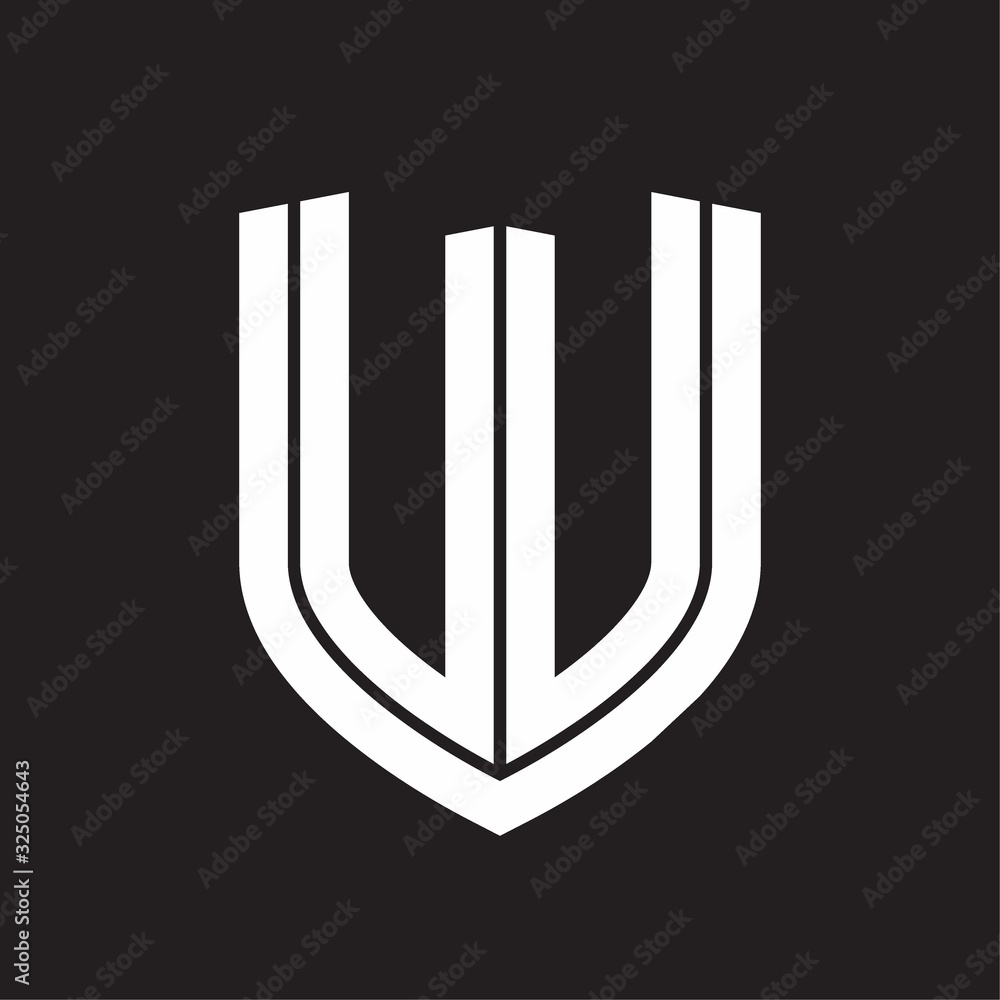 VV Logo monogram with emblem shield design isolated on black background VV Logo monogram with emblem shield design isolated on black background