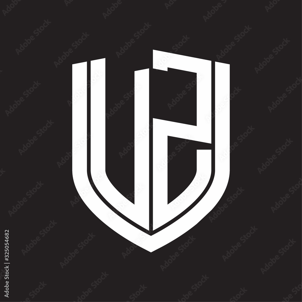 VZ Logo monogram with emblem shield design isolated on black background VZ Logo monogram with emblem shield design isolated on black background