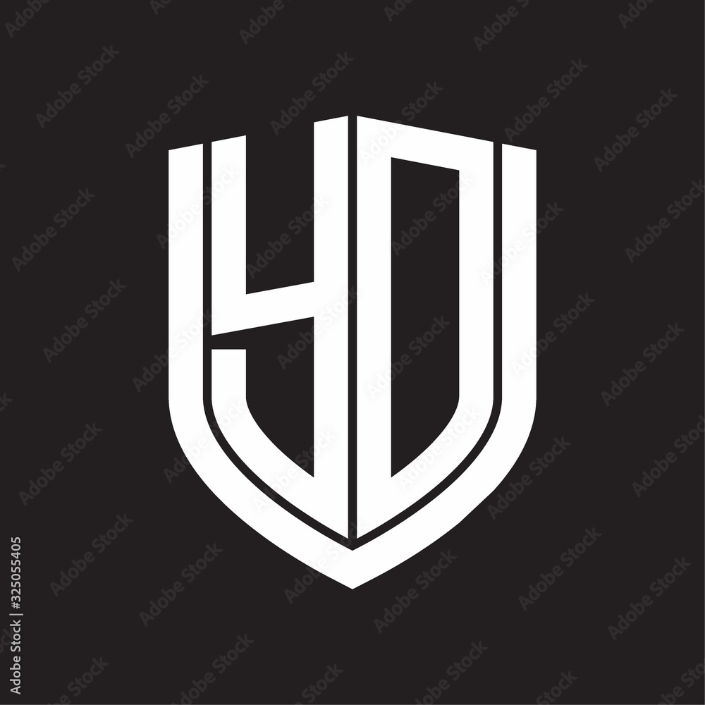 YD Logo monogram with emblem shield design isolated on black background YD Logo monogram with emblem shield design isolated on black background