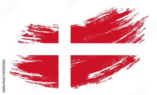Photo Danish flag grunge brush background. Vector illustration.