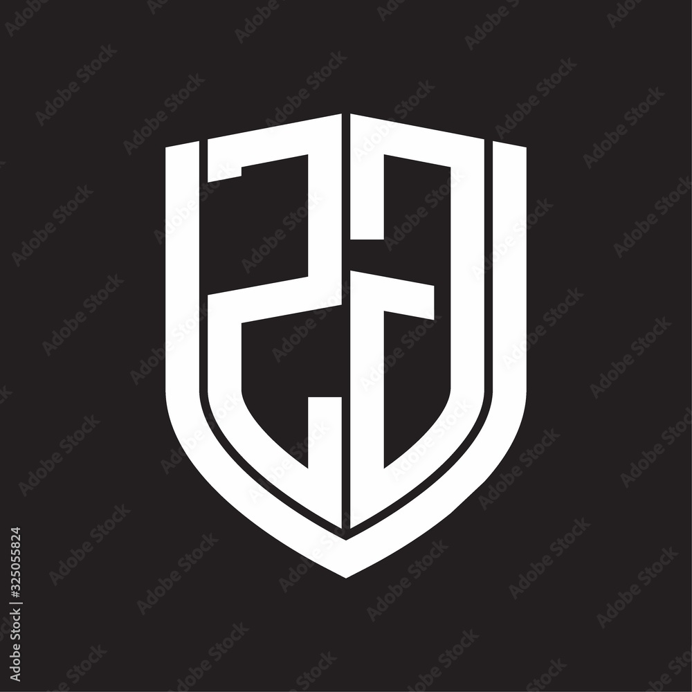 ZG Logo monogram with emblem shield design isolated on black background ZG Logo monogram with emblem shield design isolated on black background