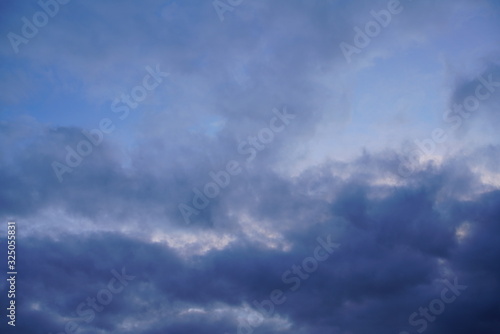 Cloudy evening and morning sky with blue, white deep and grey texture © darknightsky