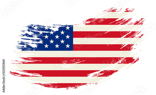 American flag grunge brush background. Vector illustration.