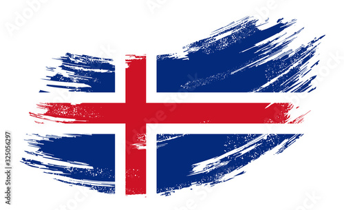Icelandic flag grunge brush background. Vector illustration.