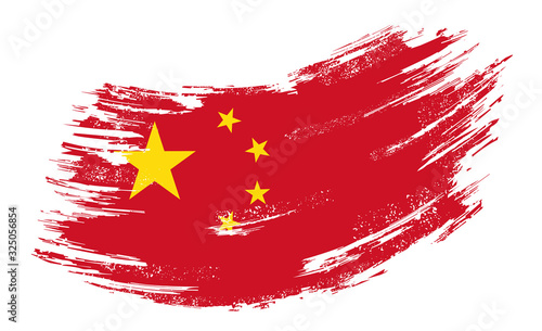 Fotografie, Obraz Chinese flag grunge brush background. Vector illustration.