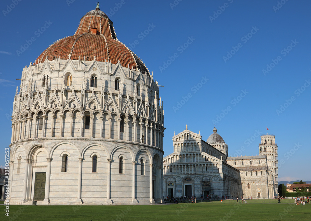 Pisa, PI, Italy - August 21, 2019:  Big Baptistery on the Miracl