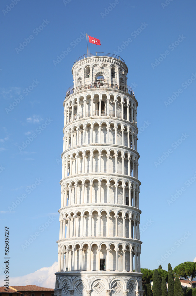 Pisa, PI, Italy - August 21, 2019:  leaning tower of Pisa