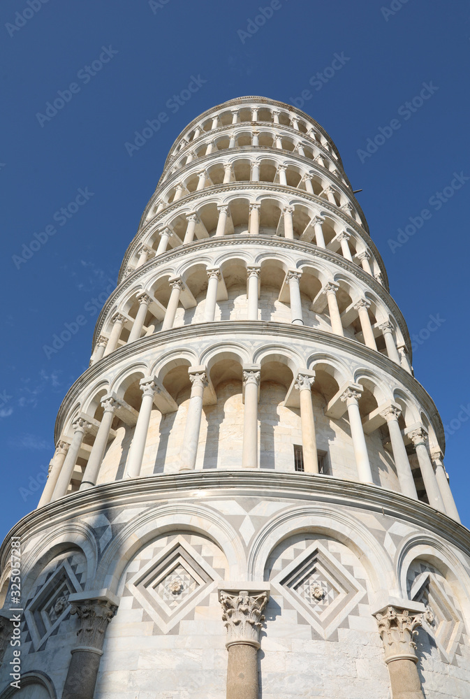 Pisa, PI, Italy - August 21, 2019:  Leaning Tower with natural d