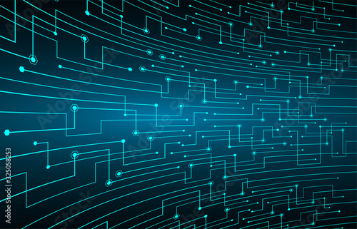 Blue cyber circuit future technology concept background