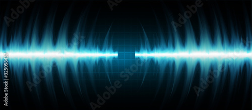 Sound waves oscillating dark blue light