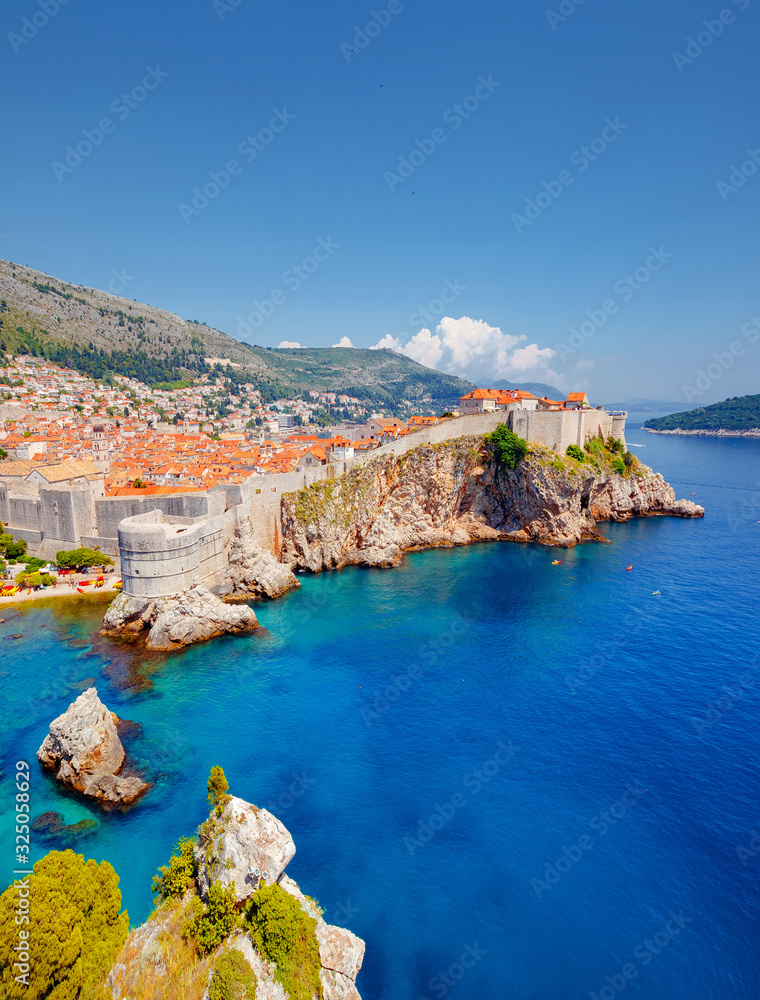 Great view at famous city of Dubrovnik. Croatia, South Dalmatia, Europe.