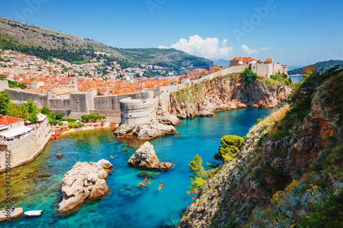 Aerial view at famous city of Dubrovnik. Croatia, South Dalmatia, Europe.